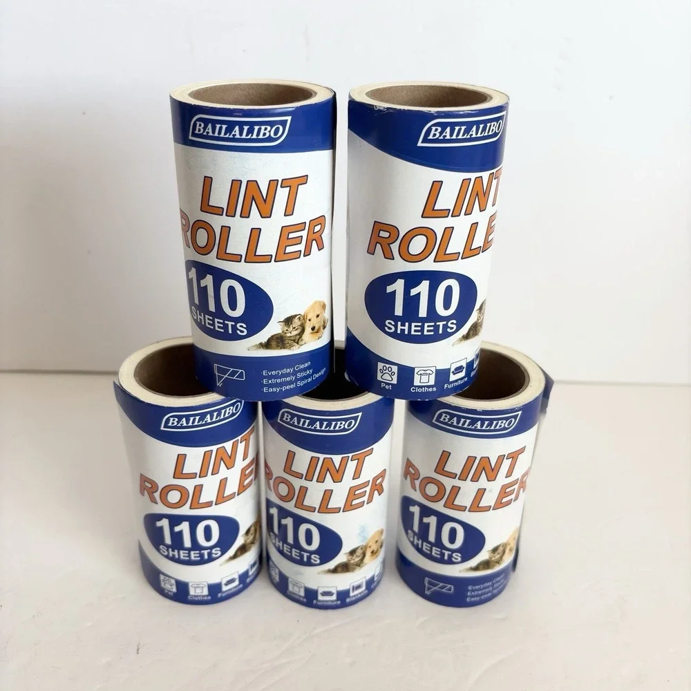 5 Bailalibo Lint Roller Refill 110 Sheets Per Roll Pet Hair Remover NO HANDLE